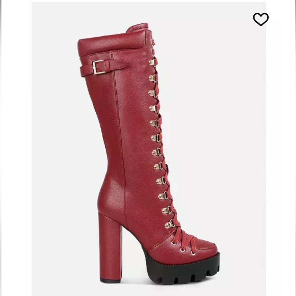 $130 NWT London Rag Womens Magnolia Cushion Collared Lace Up Boots in red 8
